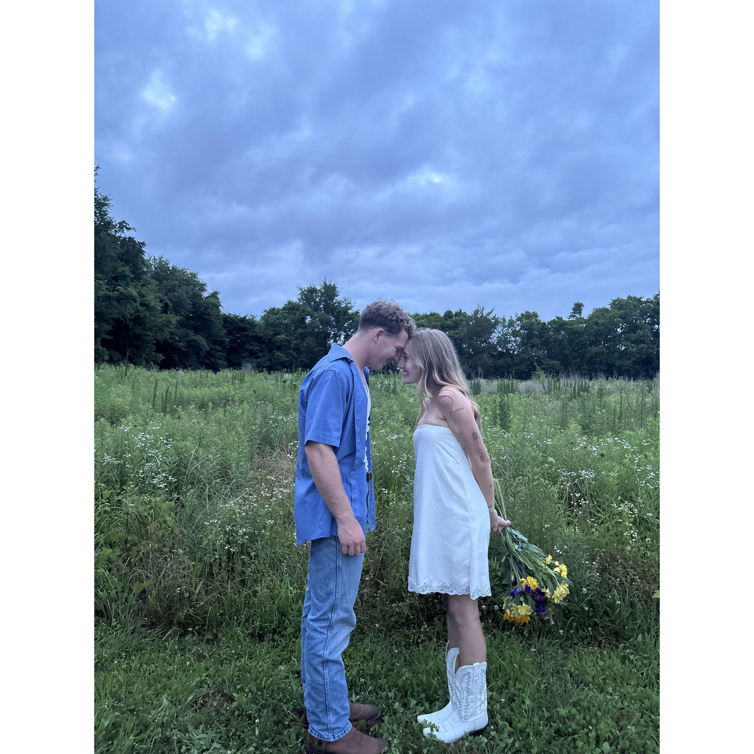 we've recreated this photo many times because we have an iconic one from when we were 16 and 17 just like it, it only felt right to do it again the day we got engaged