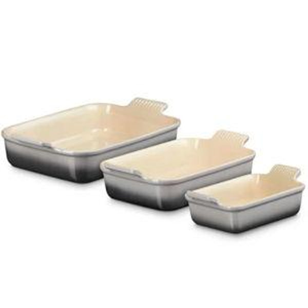 Heritage 3-Piece Rectangular Baking Dish Set- Oyster