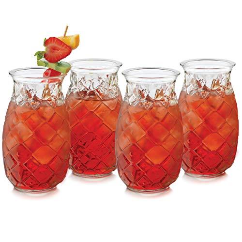 Libbey Tiki Pineapple Glasses, Set of 4