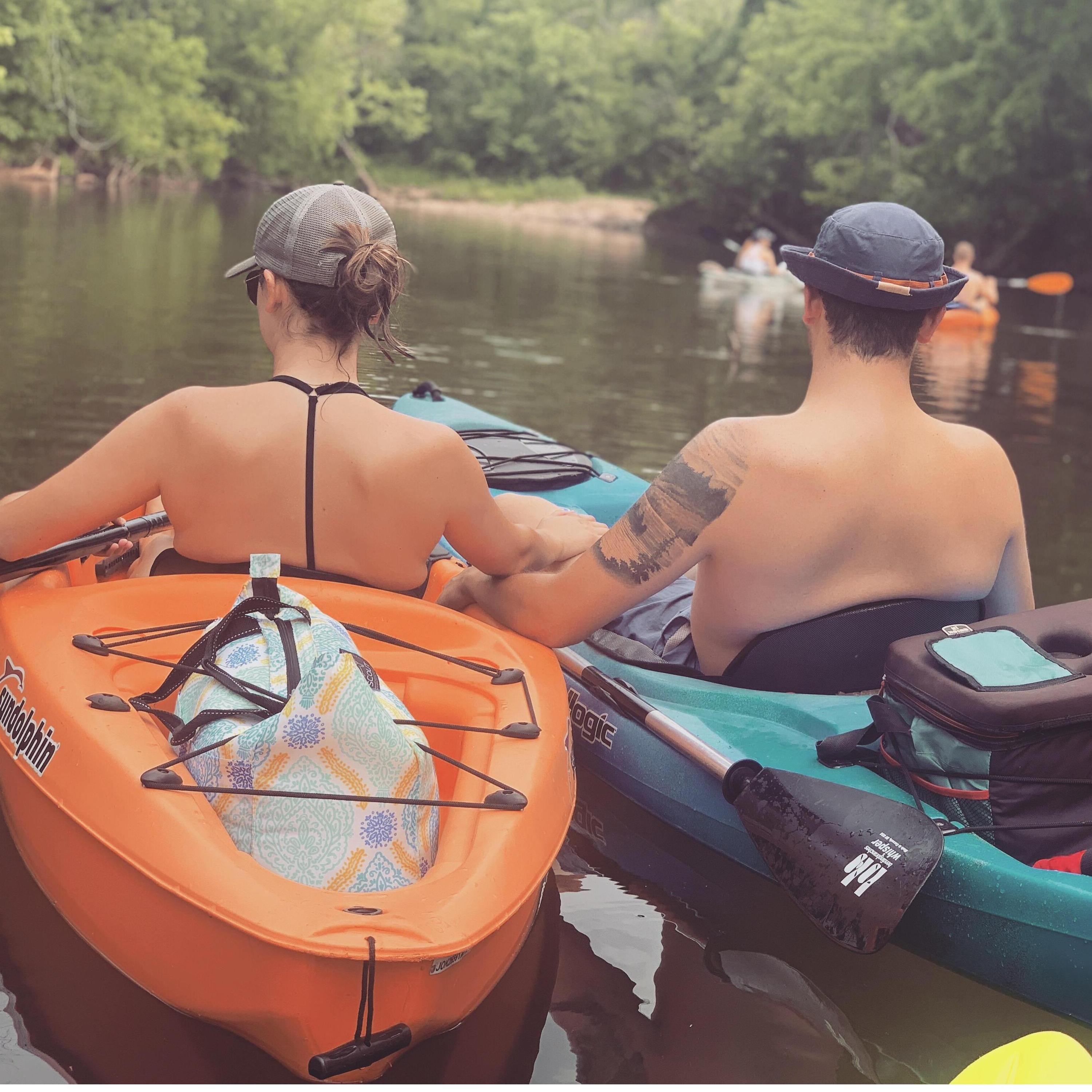 Kayaking the Roanoke River. I flipped my kayak within the first ten minutes and Hunter saved me...and my kayak.