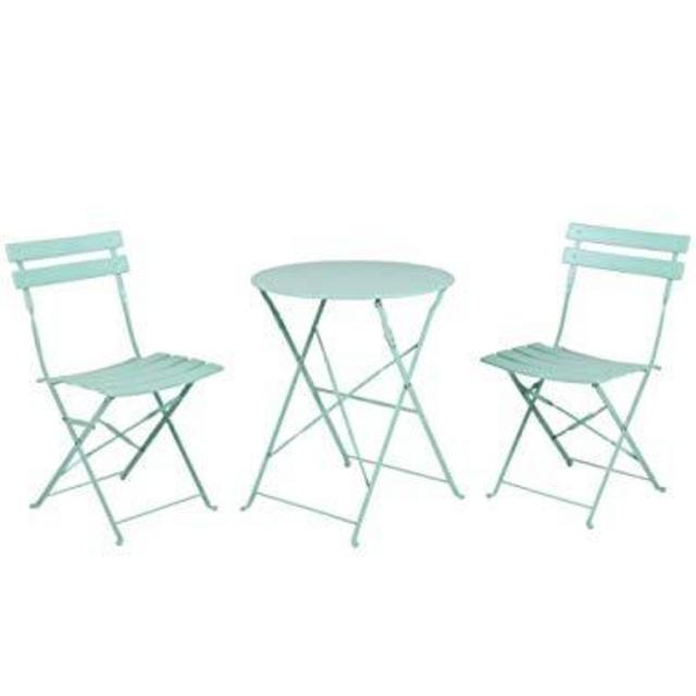 Grand Patio Premium Steel Patio Bistro Set, Folding Outdoor Patio Furniture Sets, 3 Piece Patio Set of Foldable Patio Table and Chairs, Mint Green
