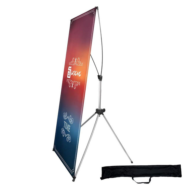 USCNC X Banner Stand Adjustable Fit Banner 23 x 63 to 32 x 78 Inch, Portable Travel Bag, Bigger, More Adaptable Advertising, Stores, Tradeshow, Restaurant, Event, Birthday & Party (1 PACk)