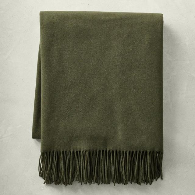 Solid Cashmere Throw, 50" X 65", Moss
