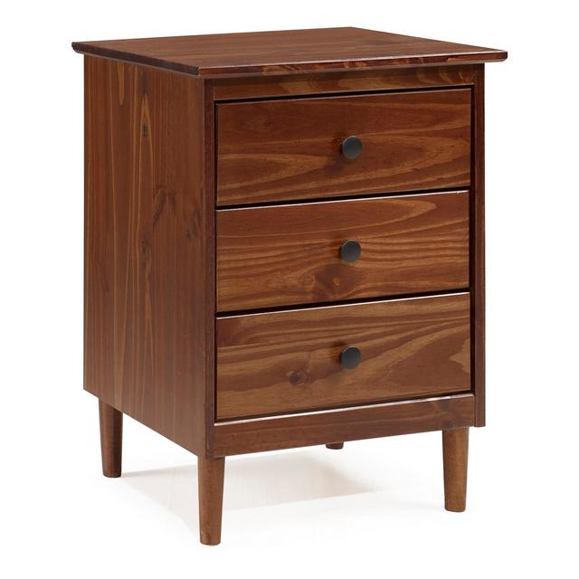 Classic Mid Century Modern 3 Drawer Nightstand Walnut - Saracina Home