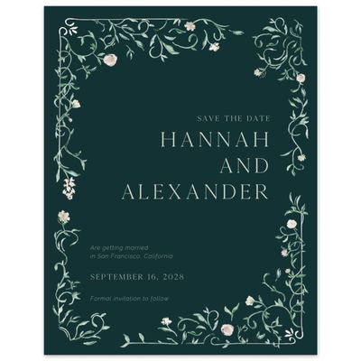 Dark Emerald, Green Wedding Digital Save the Date - Mirto Portrait