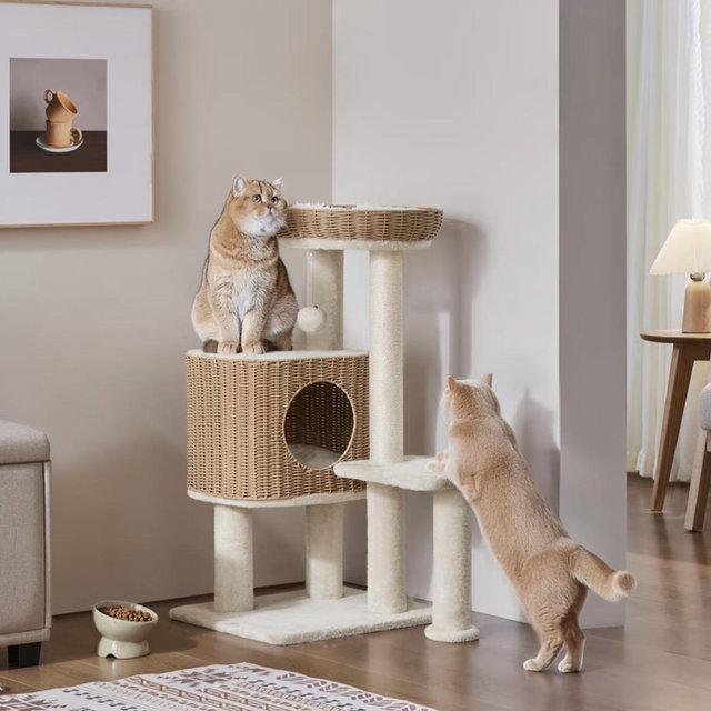 Yaheetech 36-in Rattan Cat Tree