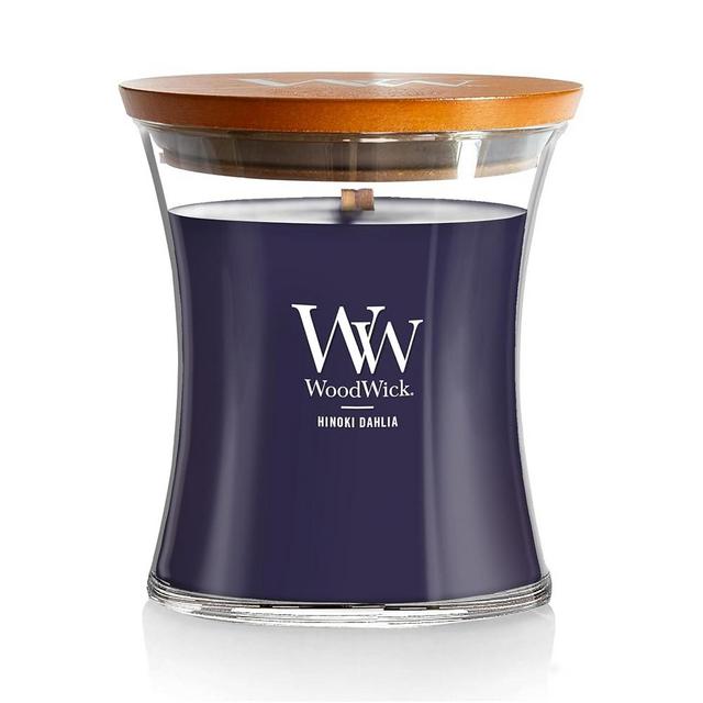 WoodWick Hinoki Dahlia Scented Medium Hourglass Candle, Crackles as it Burns, Great for Gifting, 9.7oz
