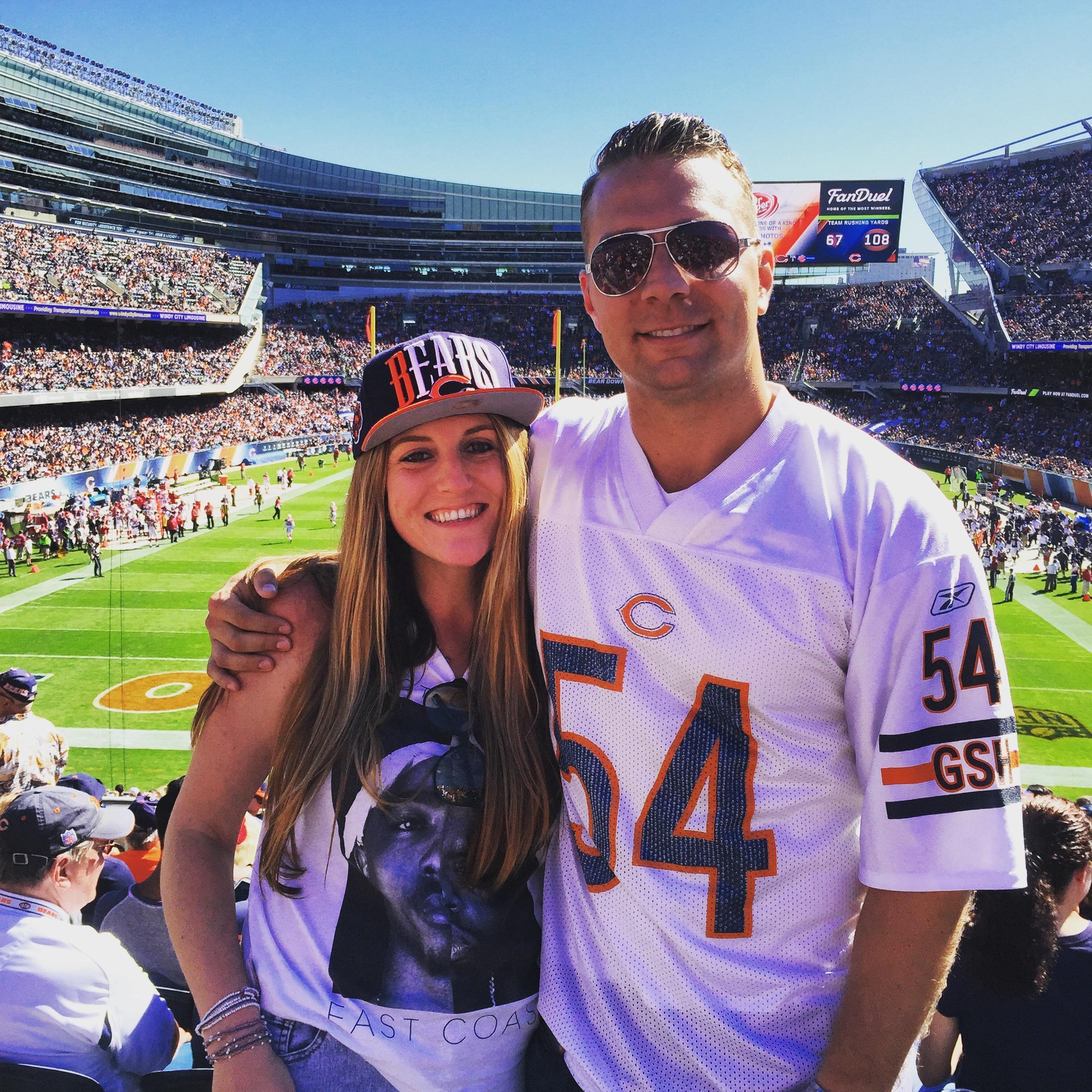 Only Mike would get Brooke in a Bears hat....She'll always be a Detroit fan at heart