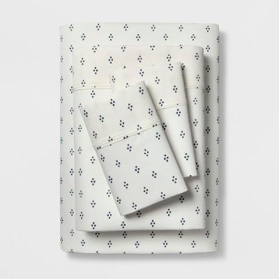 Full 400 Thread Count Dot Print Performance Sheet Set White/Blue Dot - Threshold™