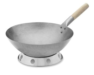 Hammered Round Bottom Wok with Ring, 14"