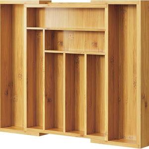 Pipishell Bamboo Expandable Silverware Drawer Organizer, Adjustable Kitchen Utensil Tray for Forks, Spoons and Knives, Wood Storage Cutlery Holder for Bedroom and Living Room