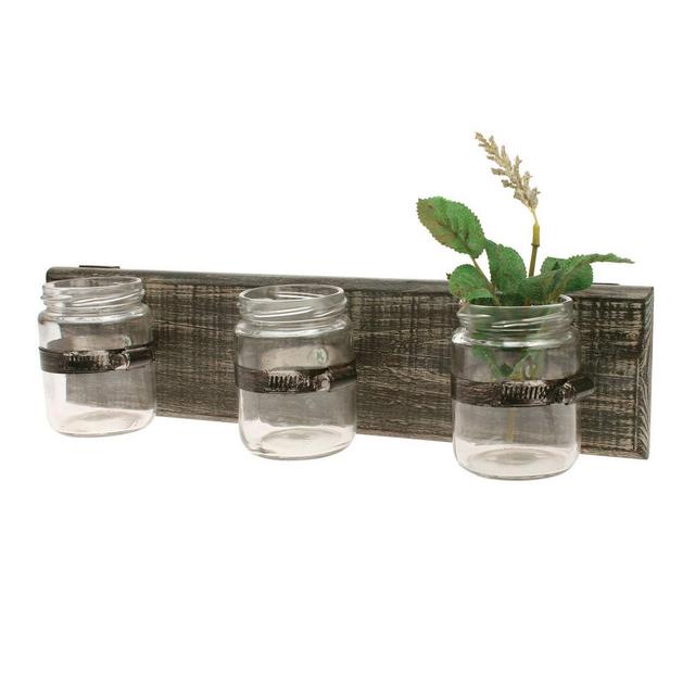 3 Glass Jars Rustic Decorative Wall Art Off White - Stonebriar Collection