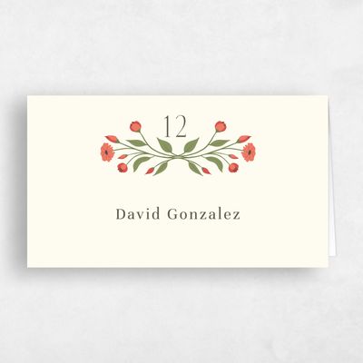 Light Butter, Yellow Wedding Place Card - Feuille