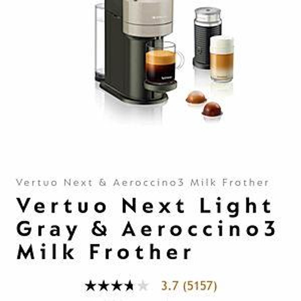 Vertuo Next Light Gray & Aeroccino3 Milk Frother