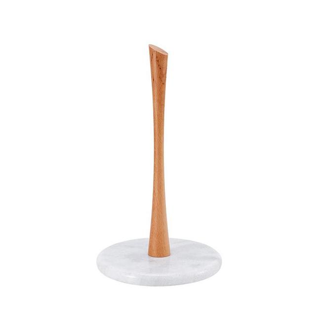 KES Paper Towel Holder Stand for Kitchen Beech Wood Paper Towel Holder Countertop with Natural Marble Base for Standard or Jumbo-Sized Rolls, KPH801A