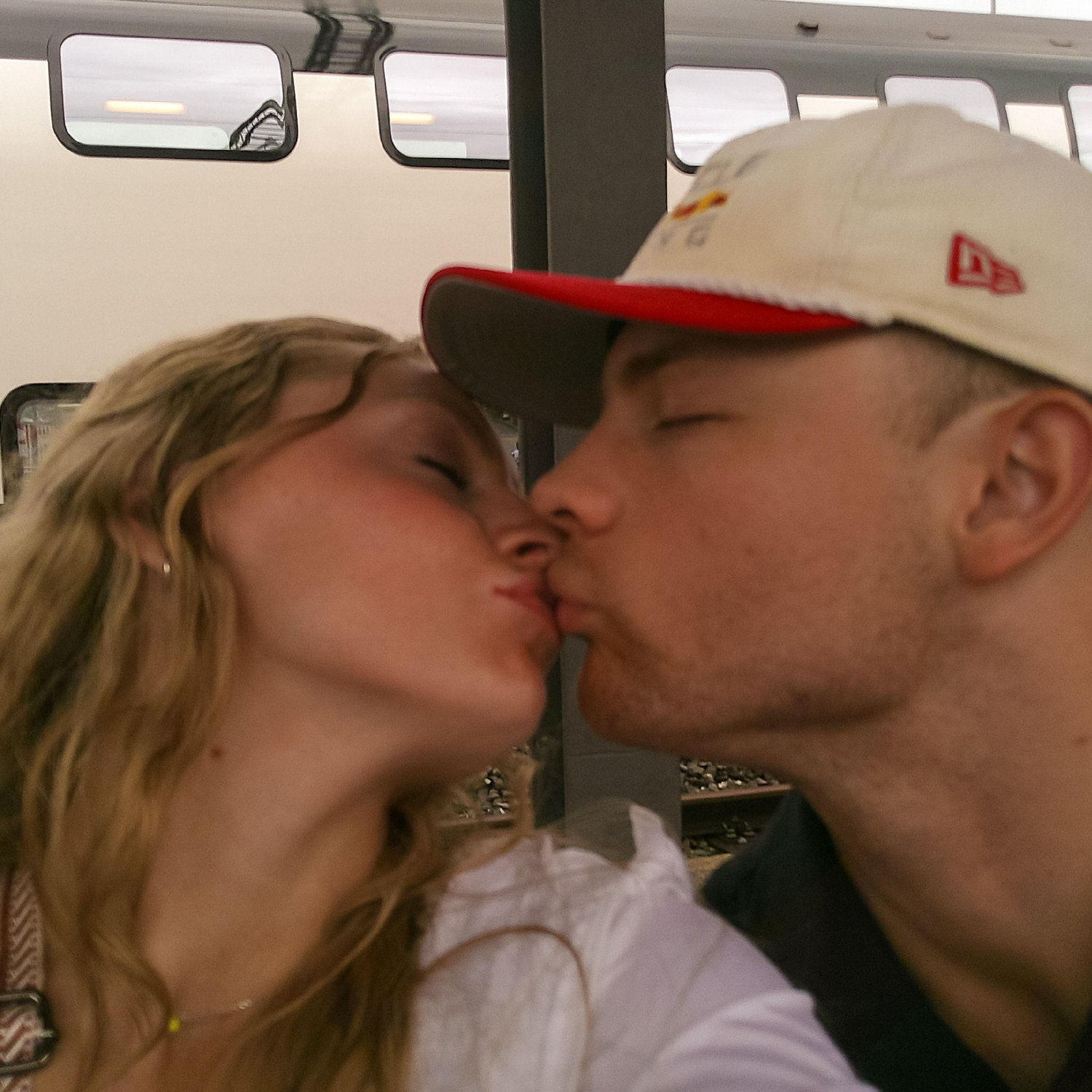 kisses at the train station in Switzerland
