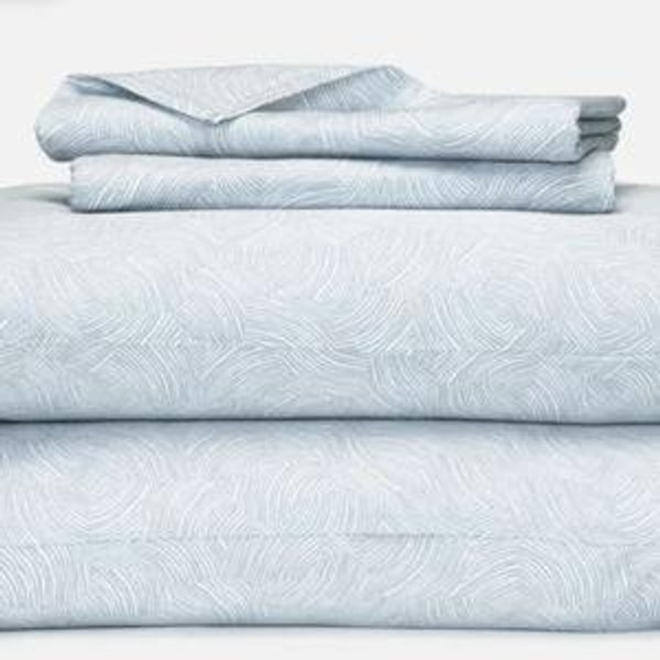 Luxe Sateen Core Sheet Set, Calm Waters in Frost, Queen