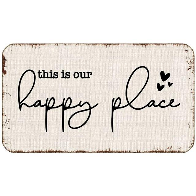 BXFAHZJ Minimalist This is Our Happy Place Farmhouse Door Mat 17x30 Inch Indoor Outdoor Entrance Doormat Decor for Home Farmhouse,Housewarming Gift