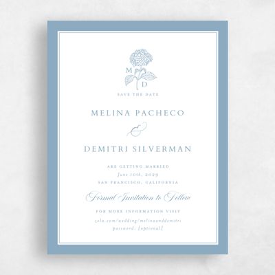 Dusty Blue Wedding Save the Date - Newport Portrait