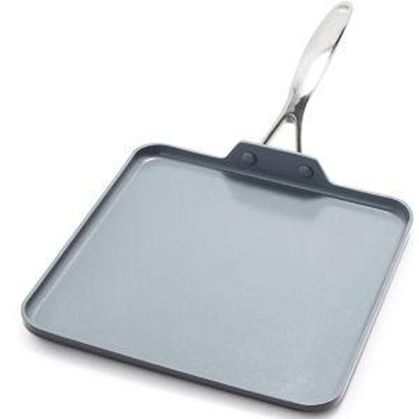 GreenPan Valencia Pro Hard Anodized Healthy Ceramic Nonstick 11" Griddle Pan, PFAS-Free, Induction, Dishwasher Safe, Oven Safe, Gray