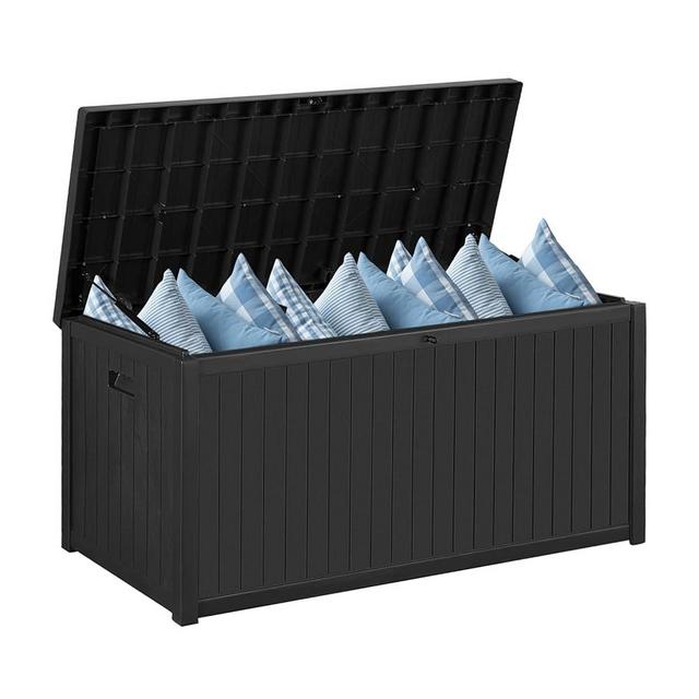 MIRAFIT Resin Deck Box, 120 Gallon Large Outdoor Indoor Patio Storage Box Waterproof, Outside Storage Bin for Patio Furniture Covers, Cushion Pillows, Towels, Garden Tools, Toys, Black