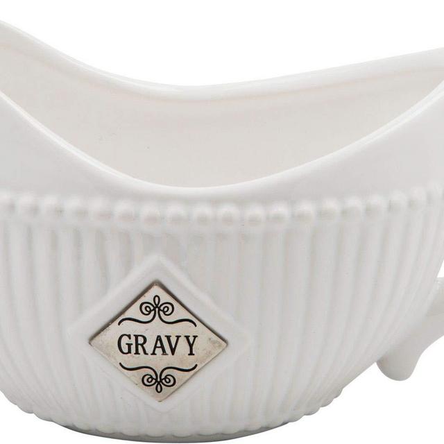 Home Essentials Gravy Boat with Metal Gravy Emblem