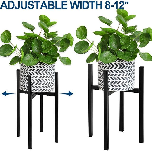 Adjustable Plant Stand, Angela&Alex Indoor Mid Century Plant Holder Modern Metal Planter Fits Medium & Large Pots Sizes for Indoor Outdoor Planters- Adjustable Width 7" to 12" (Pot Not Included）
