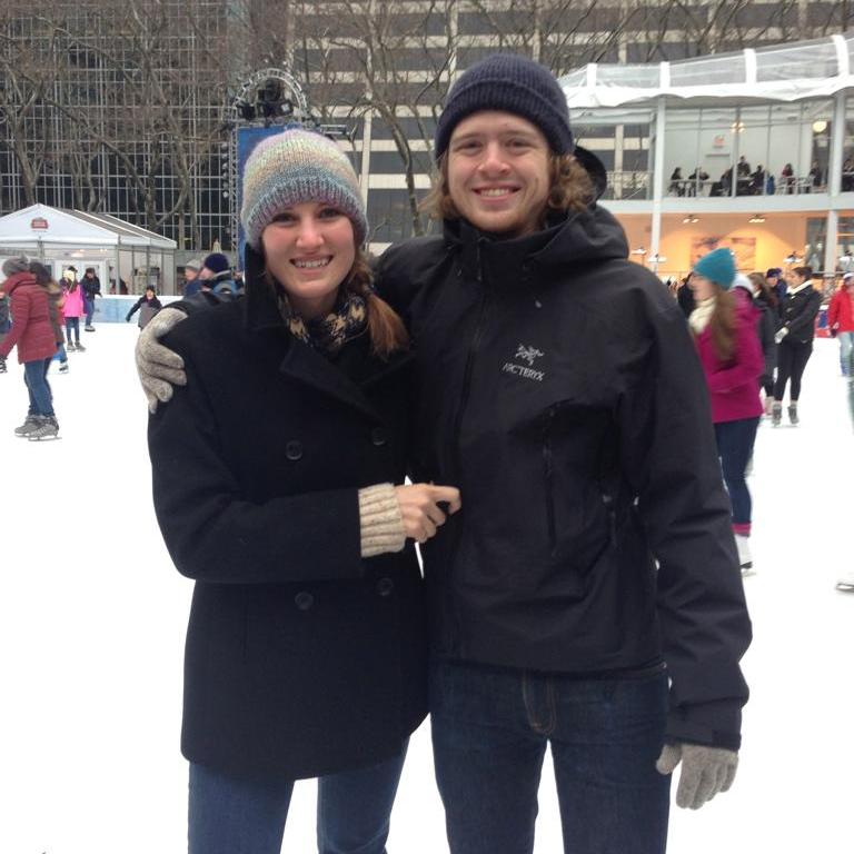 Ice skating (or wobbling for Kyle) in Bryant Park