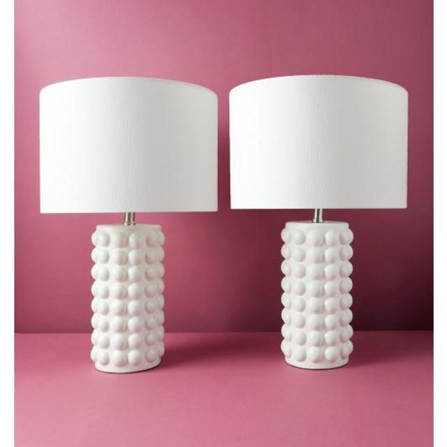 2pk 24in Ceramic Dot Textured Table Lamps