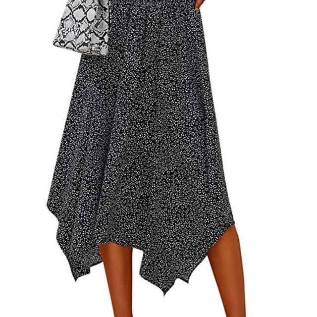 Hibluco Women's High Waist Asymmetrical Boho Midi Casual Floral Skirt