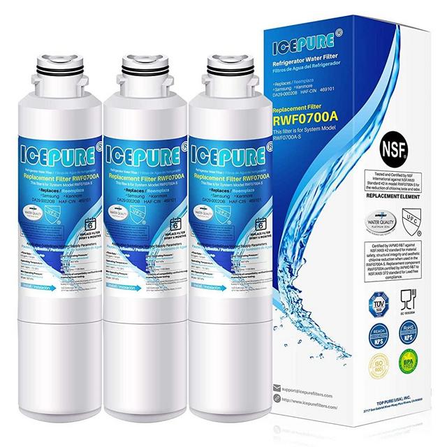 ICEPURE DA29-00020B Samsung Refrigerator Water Filter Replacement for DA29-00020A/B, HAF-CIN/EXP, RF28HFEDBSR, RF263BEAESR, RF263TEAESG, RF28HDEDBSR, HAF-CIN, RF4287HARS,RF4267HARS ,DA97-08006A 3PACK