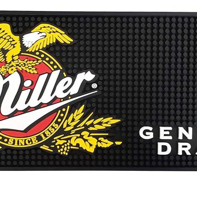 Miller Genuine Draft Beer Rectangular Bar Mat Spill Mat Rail Drip Mat - 20.5" x 8.25"