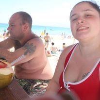 Coconut "juice" at the beach in the Bahamas