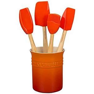 Le Creuset of America Craft Series 5Piece Utensil Set with Crock - Flame