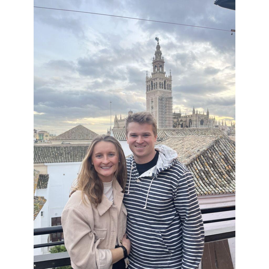 TJ & Katie visiting Sevilla, Spain where Katie studied abroad. Fun fact: they met just before she left to go abroad!