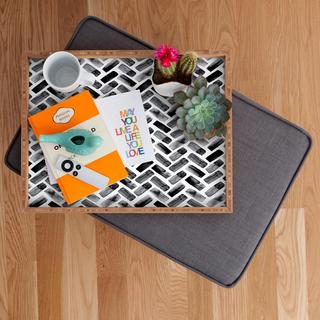 Arcadia Herringbone In Black Rectangular Tray