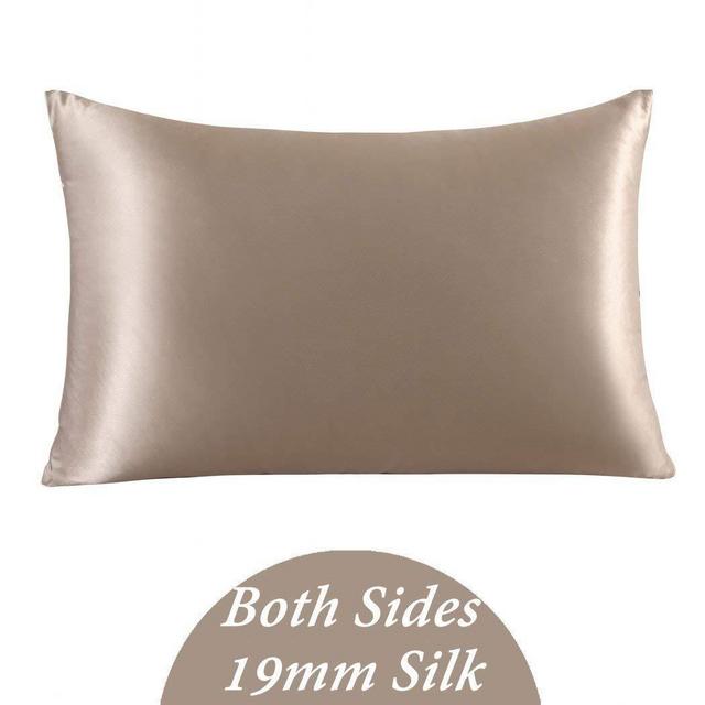 TOPP TEXTILE - ZIMASILK 100% Mulberry Silk Pillowcase for Hair and Skin,with Hidden Zipper,Both Side 19 Momme Silk, 1pc (Queen 20''x30'', Taupe)
