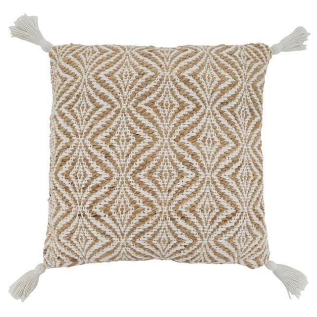 Saro Lifestyle 1055.N20SP 20 in. Square Natural Jute Woven Throw Pillow with Poly Filling