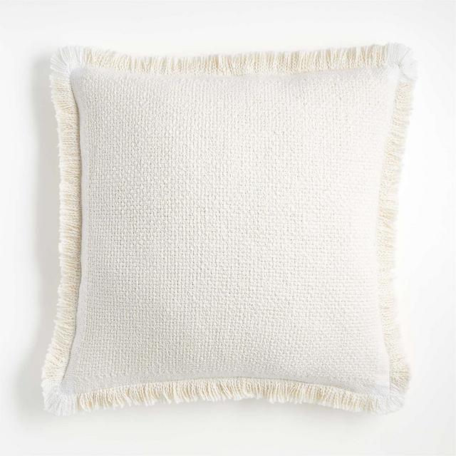 Weekend Arctic Ivory Organic Cotton 23"x23" Throw Pillow with Down-Alternative Insert