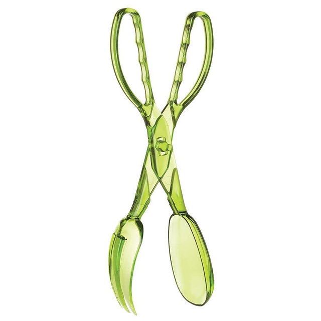HIC Kitchen Salad Tong, Hinged Design, Detachable Fork and Spoon Green