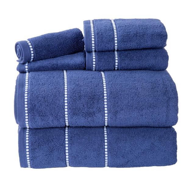 6pc Solid Bath Towel and Washcloth Set Navy - Yorkshire Home
