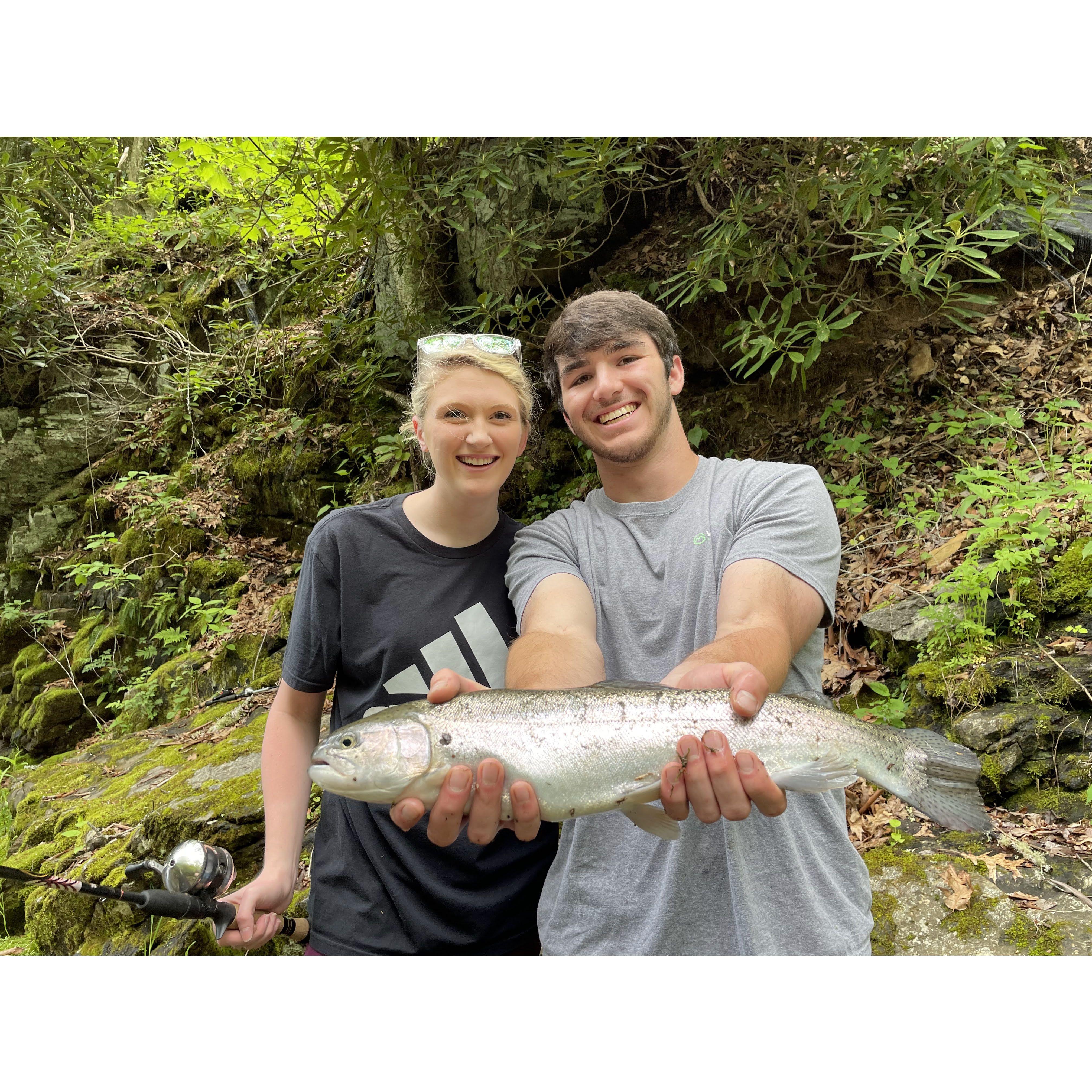 One of our many fishing dates! Don't let Lucas fool you, Brooke caught this fish!