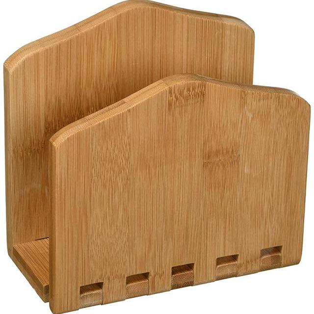 Home Basics Bamboo Expandable Napkin Holder Organizing Stand, Free-Standing, Kitchen Countertop, Beige