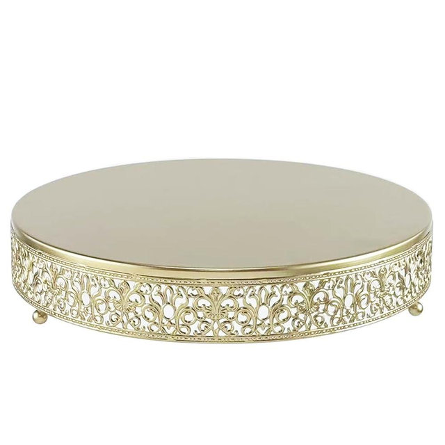 FEICTPOX Cake Stand, Metal Round Cupcake Dessert Stand Cake Display Holder for Wedding Party Birthday Baby Showers Anniversary (14‘’ Gold)
