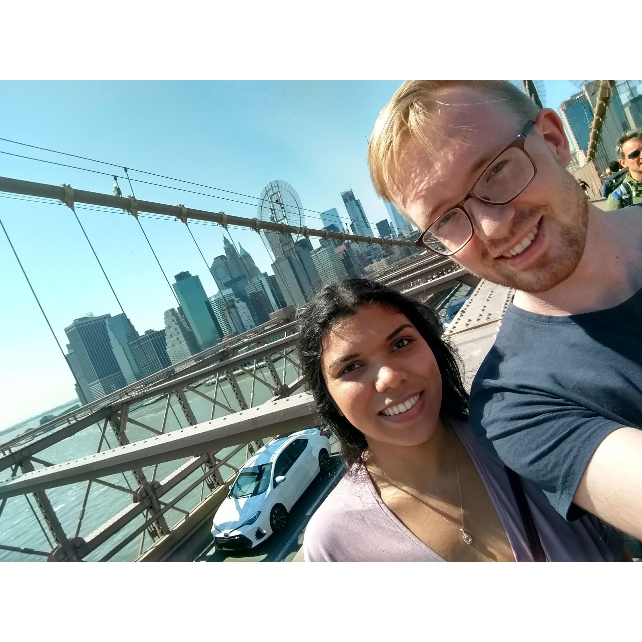 Spring 2017. Johan's first time on the Brooklyn bridge.