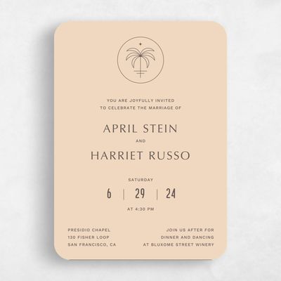 Beige Rounded Wedding Invitation - Monraz Portrait