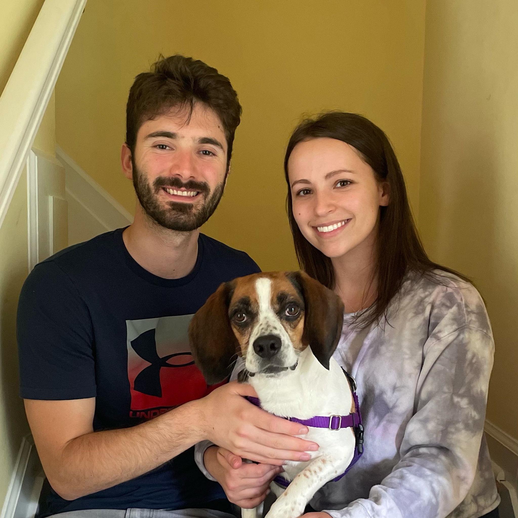 Our first family photo with our Beagle, Louie - 5.22.22
