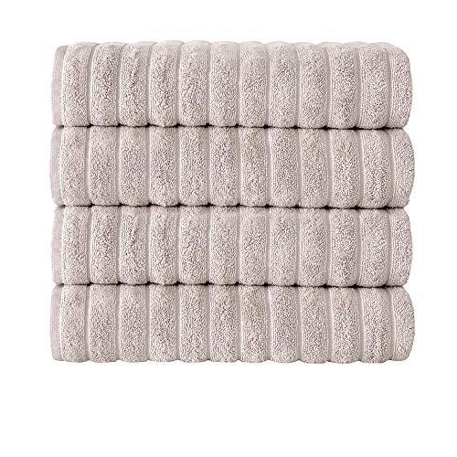 Classic Turkish Towels Luxury Bath Towel Set - Soft and Thick Oversized Ribbed Bathroom Towels Made with 100% Turkish Cotton (Almond Beige, 20x32 Hand Towels)