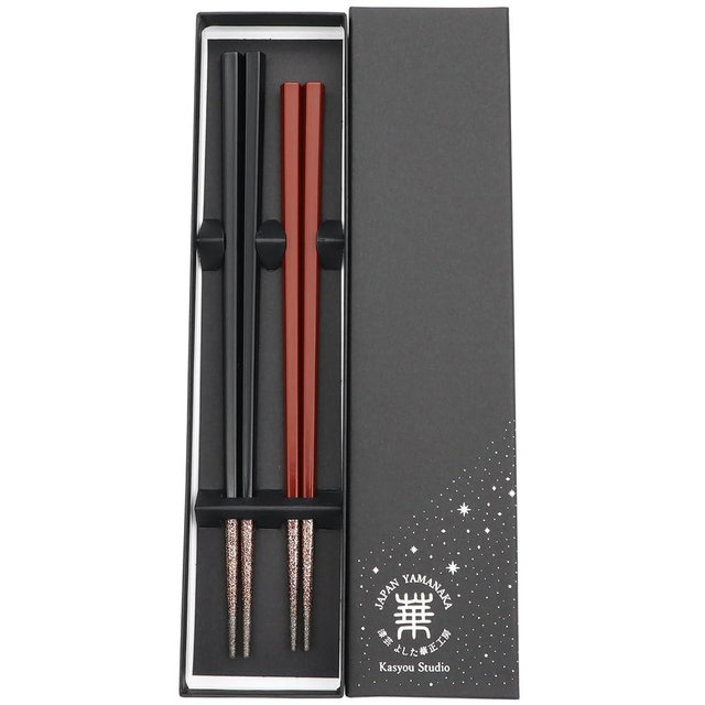 Kasyou Studio URUSHI KENKO chopsticks made in japan for couples (Dishwasher compatible) luxury red black chopsticks set palillos chinos