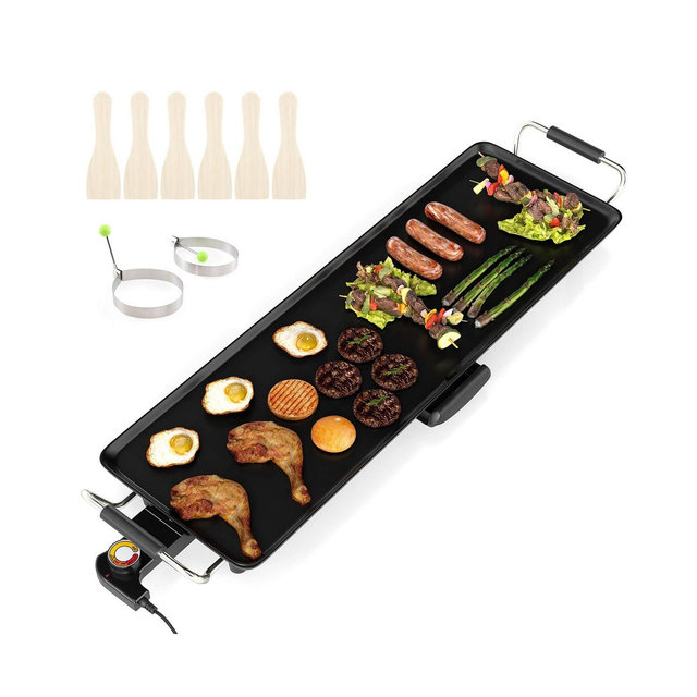27" Large Electric Griddle with with 4-Level Thermostat Control and Removable Drip Tray